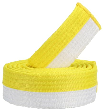PATIKIL Taekwondo Farbiger Ranggürtel, 1,6 x6Ft 1,8M Polyester Kampfsport Judo Karate Gürtel für Unterricht Praxis, Weiß-Gelb