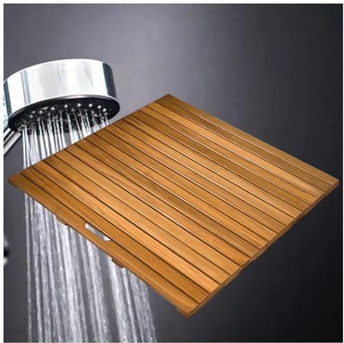 Badematten Badteppich Badezimmerteppich Rutschfest Duschmatte Für Badezimmerboden, Innerhalb Außen Wannenmatte Mit Ablaufspalten, Holz Spa-Matte Quadrat Fußmatte Blumentopfständer ( Size : 21x54in(53.