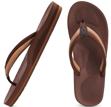 COFACE Infradito Donna Moda Estive Comode Ciabatte Supporto Arco Plantare Flip Flop Mare Aperte Sandali Infradito da Spiaggia Piscina Leggero Antiscivolo Gomma Suole Marrone 39