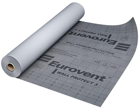 KAUFDACH® WALL PROTECT 3 Fassadenbahn 75 m² (1,5 m x 50 m) Standard – Dreilagige Windsperre, Sd 0,02 m, 3000 g/m²/24h, CE nach EN 13859-2, Klasse W1 (ohne Klebestreifen) | Fassadenbahn