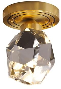 LED Kristall Deckenleuchte Gold Semi Flush Mount Deckenleuchte K9 Crystal Copper Kleine Deckenleuchte Close To Ceiling Light Fixtures for Schlafzimmer Wohnzimmer Küche Flur Eingangsbereich Foyer Aisle
