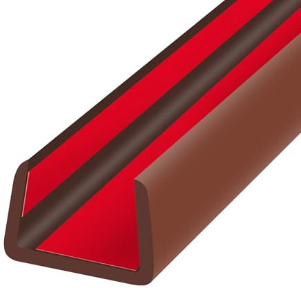 Gummi-Kantenverkleidung, flexibles Kantenband, 12 mm, U-K, Möbelkantenschutz, selbstklebender Kantenschutz für Sperrholz, Holz, Glasteile, Länge 6 m, Braun