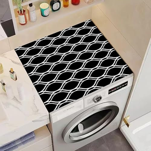 Housse De Protection Pour Machine À Laver Top 60X60Cm La Vague Noire Tapis De Protection Antidérapant Pour Seche Linge, Dessus Imperméable Tapis Lave Linge Pour Cuisine Maison Salles De Bains