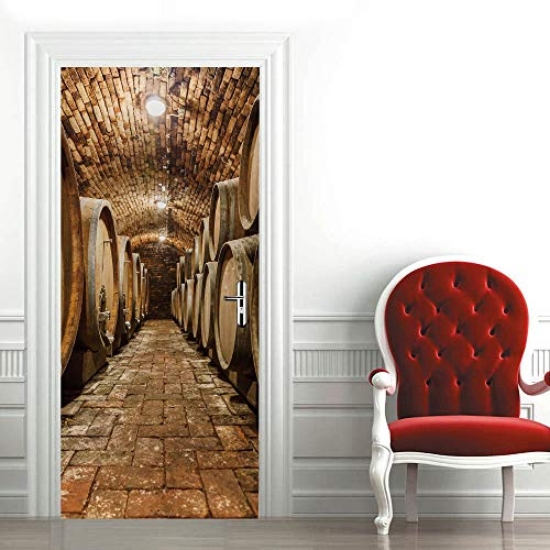 Türtapete Selbstklebend TürPoster 3D Türaufkleber Türfolie türsticker Foto Vinyl Tür Plakat für Schlafzimmer Toilette Verschönern Deko türen 100x200 cm Weinkeller