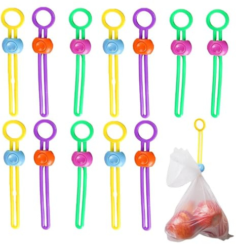 Whrcy Food Bag Sealing Strap | 12Pcs Food Clips - Cable Ties, Bag Clips, Food Sealing Clip, Food Clips, Sealing Ties, Strap Sealer for Sealing Food Bags and Organizing Wires