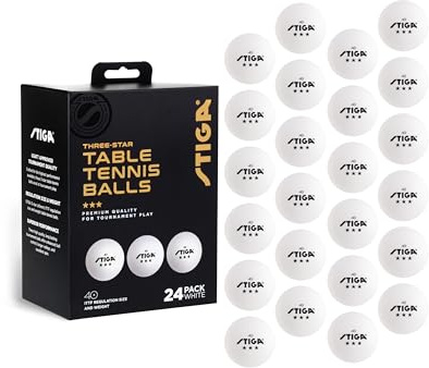 STIGA 3-Star Table Tennis Balls, White (24 Pack)