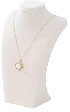 Espositore per collane, busto in velluto beige, espositore per collane, gioielli e collane, organizer per uso domestico o espositivo in negozio (altezza 22,9 cm)
