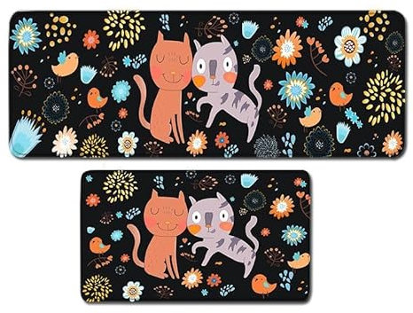 Küchenteppich Abstrakte Katze Küchenläufer,Teppich Für Küchenteppich Waschbar rutschfest, Fussmatte Aussenweich Und Superabsorbierend Waschbar In Waschmaschine 50X80