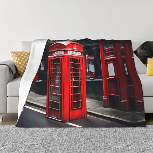 Cobija de tamaño individual con estampado de cabina telefónica roja de Londres para decoración del hogar, manta ultrasuave de microfibra individual