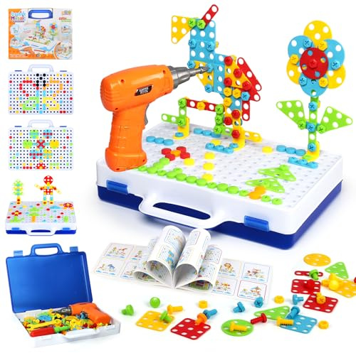 SHAWE 3D Take Apart Toys for Kids - 237Pcs Creative DIY Construction Toys with Electric Toy Drill Tool Box Kit Building Blocks Educational STEM Toy Set Gifts for 3 4 5 6 Year Olds Boys Girls