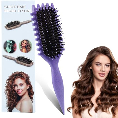 SENLINLIN Curl Defining Brush, Curly Hair Brush Styling Brush for Detangling, Combing, Shaping and Defining Curls, Bristle Hair Brush Styling Brush for Women Men, Reduce Pulling and Curl Separation