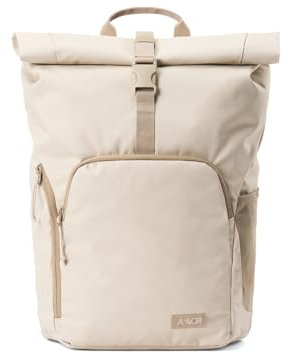 AEVOR Rolltop Small, Kleiner Rucksack für Damen und Herren, 22-25L Volumen, 14 Laptopfach, Frontfach, ergonomisch gepolstert, leicht, Alltag, Beruf, Schule, Tagesrucksack, Beige