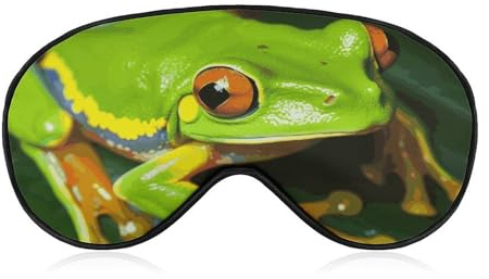 Gelbe Augenmaske mit Frosch-Motiv, Schlafmaske, Schlafmasken für Damen, Herren, Schlafmaske, Reise-Augenmaske, Schlafmaske, Verdunkelung, lustige Schlafmaske, niedliche Schlafmaske