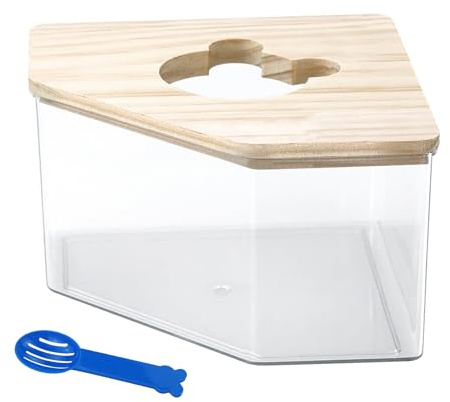 1 Pezzi Bagno Animali Domestic con Pulire pala Sabbia,Bagno Doccia Acrilico,Contenitore Bagni Sabbia Toilette,Scatola Bagno,Multifunzione Bagno Trasparente,per Criceti