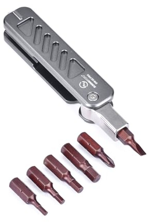 SUNWAYFOTO DW-02 PRO Universal-Klappwerkzeug-Set mit Sechskantschlüssel Edelstahl 2,5/3/4/5mm, Kreuzschlitz und Flachkopf, Edc Multitool Schlüsselanhänger Schraubendreher