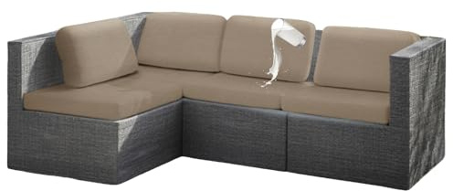 HonunGron 8Pcs Outdoor Patio Sofa Cushion Cover, Water Resistant Replacement Covers for Patio Furniture Cushions, Soft Couch Slipcovers, Seat Covers for Garden, Rattan, Outdoor (khaki)