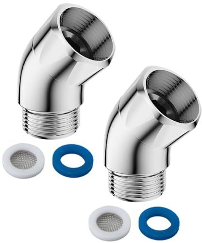 Raheem Handbrause Adapter Winkelstück mit Dichtungen Duschschlauch Anschlussadapter Gelenkstück für Handbrause,Beweglicher Duschkopf Anschluss,Wasserdicht und Flexibel,Schnellmontage (135° + 135°)