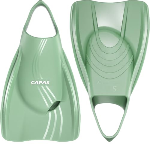 CAPAS Pro Swim Training Fins with Mesh Bag, Silicone Short Professional Swimming Fins, Left-Right Customized Open Heel Flippers