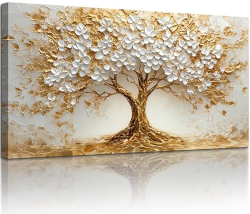 hyidecorart Quadro Moderno Soggiorno, 73x146 cm Quadri Grandi Dimensioni, Quadro Albero Della Vita Moderno, Stampe su Tela Decorazione Parete per Camera Sala Ufficio