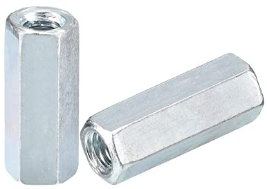 sourcing map 20pcs M6x10x25mm Coupling Nuts - Galvanized Carbon Steel Hex Threaded Rod Coupler for Furniture, Electronic, Industrial