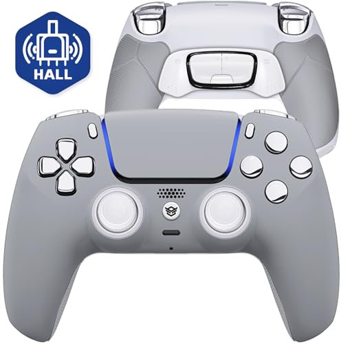 HEXGAMING Controller wireless Ultimate effetto Hall compatibile con pulsanti posteriori ps5-4, trigger per capelli con clic del mouse, levette intercambiabili - New Hope Grey