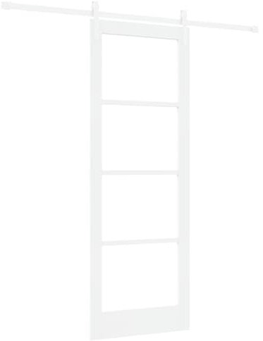 vidaXL Puerta Corredera Orkdal con Herrajes de Madera Sólida Blanca 78X211 cm Interior para Pasillo y Dormitorio Componentes Ajustables Juego Interior Granero Minimalista