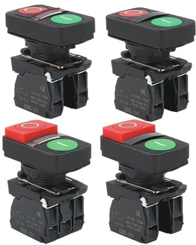 1 pz XB5 illuminato pulsante a doppia chiave interruttore momentaneo tensione 220 V 24 V avvio arresto reset con lampada 22 mm 1NO1NC(2.2,220V)
