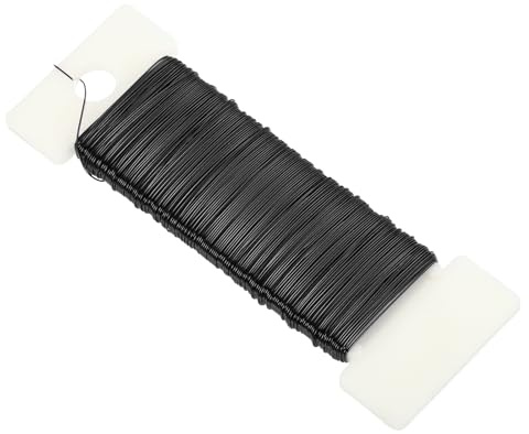 sourcing map 0.35mm 27 Gauge 38 Yards/115 Feet Metal Floral Wire Black Flexible Paddle Thin Floral Wires for Craft, Christmas Wreath, Flower Arrangement, Wedding, Bouquet Wrapping