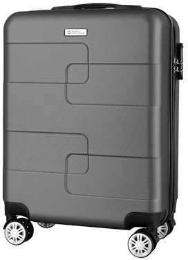 WORLD EXPLORER Cabin Suitcase 55 x 40 x 20 cm,34L ABS Hard Shell Hand Luggage with 4 Wheels,3 Level Telescopic Handle,Combination Lock,Lightweight Cabin Bag for Ryanair Priority Travel,Dark Grey