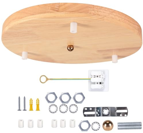 PETITES ECREVISSES 3 Luce Rosetón Techo Lampara de Madera Embellecedor Lampara Techo Con Placa Fijación Blanco paquete de accesorios Lampara Techo 30cm