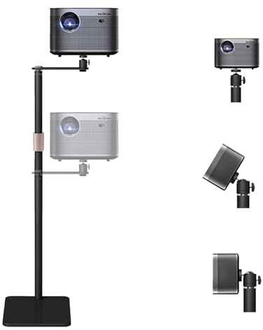 Support de projecteur, pivotant à 360°, hauteur réglable de 85 à 130 cm, tige de support en métal épaisse, base en métal stable, charge jusqu'à 5 kg, mini support de sol pour projecteur, pour la