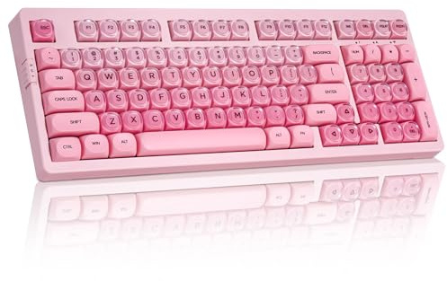 ZORNHER ZH980 Wireless Mechanical Keyboard, 95% Pink Creamy Keyboard, Gaming Keyboard with Cute Jelly MOA Profile Keycaps, Full Size, Creamy Switches