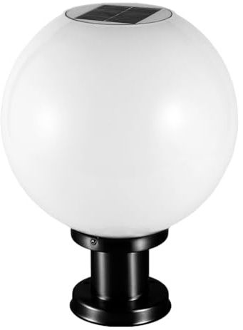 Uonlytech Solarkugelleuchte Mit Edelstahl-Sockel Led-Solar-Globuslampe Für Garten Zaun Weg Und Veranda Wasserdicht Landschaftsbeleuchtung Mit Automatischem Sensor 1 Stück