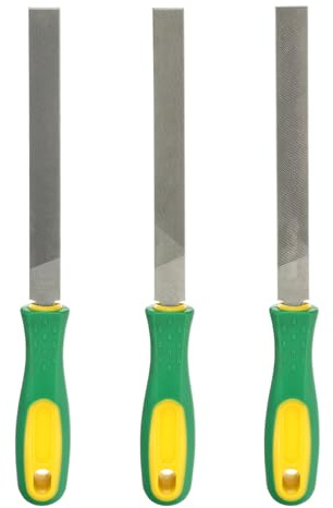 sourcing map 3pcs Flat Cut File 6 Double Cut Teeth High Carbon Steel Hand Rasp File with Plastic Handle for Metal Wood Deburring Removing