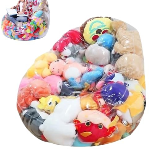 xowwyue Funda Grande Para Sillón Saco,Organizador De Almacenamiento Grande Transparente - Almacenamiento Para Peluches De Puff,Para Juguetes Muñecas Niñas Adultos Adolescentes Niños Habitación