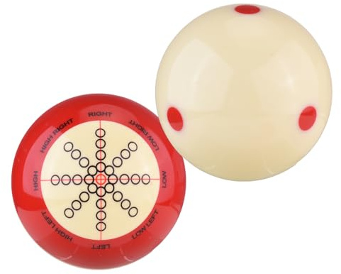 ERYUE Billard-Trainings-Queueball, Hohe Haltbarkeit, Professioneller Übungsball für Anfänger und Fortgeschrittene, Geeignet für Große Turniere, Rot-weißes Harzmaterial, 2 Stück (1 Red Dot-Spielball