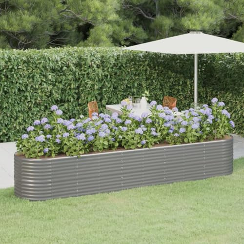 Mokuyary Bancal alto de acero galvanizado, 368 x 80 x 68 cm, color gris