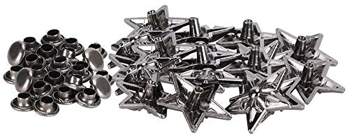 KIMISS Clous de Rivets étoiles pour l'artisanat du Cuir-50 Ensembles de Rivets Décoratifs de 16mm pour Ceintures, Bagages et Vêtements, Matériau en Alliage Durable