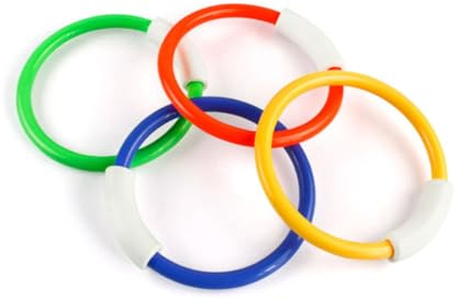 Gatuida Lot de 4 Anneaux de Plongée en PVC pour Garçon et Filles, Jouets de Piscine sous-Marins Flexibles et Résistants, pour Jeux Aquatiques et Entraînement la Nage en Piscine
