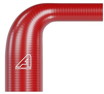 Silicone Hose 90 Degree Reducing Elbow Red 22mm to 16mm (7/8 to 5/8) ID - 150mm (6) Legs