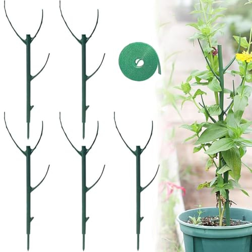 Pflanzenstütze Stapelbar, Rankhilfe für Zimmerpflanzen & Garten, Verstellbare Pflanzenstäbe für Monstera, Pothos & Kletterpflanzen, Plant Support mit Bindeband (10)