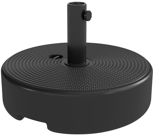 Outsunny Pied de Parasol Rond, Socle Parasol extérieur avec poignée encastrée, Remplissable jusqu'à 19 kg avec Sable ou 15 kg avec Eau, pour mât de Ø 38/48 mm, Base de Parasol Ø 45 x 30,5 cm, Noir