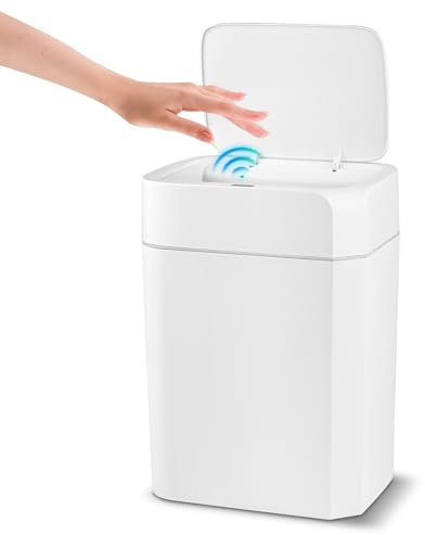 Gaethra Pattumiera con sensore, 16 l, automatica, touchless, con sensore di mano e ginocchia, risposta rapida, silenziosa, facile da pulire, ideale per bagno, camera da letto, cucina, soggiorno