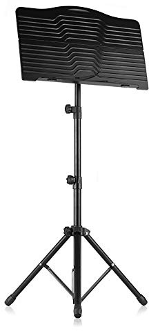 Standing Adjustable Sheet Music Stand Holder, Foldable Telescopic Music Stand Laptop Stand Holder Book Stand Shelf Tablet Stand Projector Stand Portable Podium Stand with Carrying Bag (black)