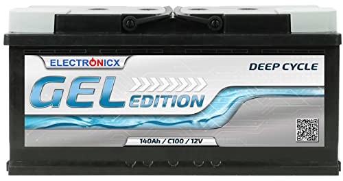 Premium Gel Batterie 12V 140Ah, Solarbatterie für Wohnmobil Wohnwagen Camping Solar Batterien mit GEL Technologie Ideal für Solar Akku als 12V 140 Ah.