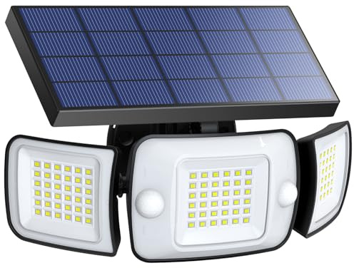 intelamp Solar Outdoor Lights,6000mAh Motion Sensor with Dual Sensors,Waterproof Solar Flood Lights 270°Wide Angle for Outside with 3 Modes