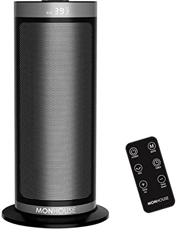 MONHOUSE Electric Heater - Energy Efficient PTC Ceramic, Silent Portable Heater with LED Display, Remote Control, Overheat Protection, Smart Thermostat, 1-12HR Timer - Ideal for Office, Home, Bedroom