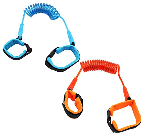 Hsthe Sea 1,5 M Anti-Verlorene Handgelenk Gürtel Leine für Kinder,360 ° Drehbar Elastisches Drahtseil Sicherheitsleine für Baby und Kleinkind (Blau,Orange)