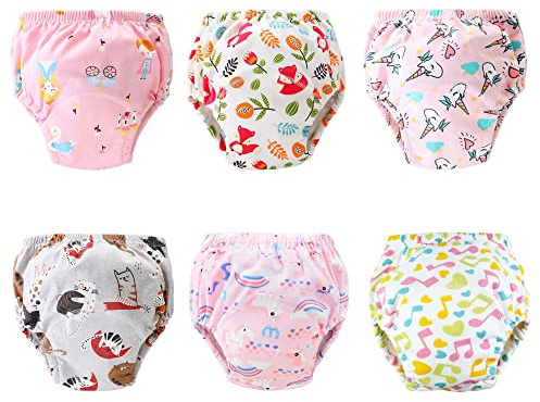 Hivia 6 Piezas Cubrepañal Bebe Niña, Braguitas Bebe Lavables Pantalón Pañal Lavable 3-4 años Cubre Pañales Bebe Niña|100