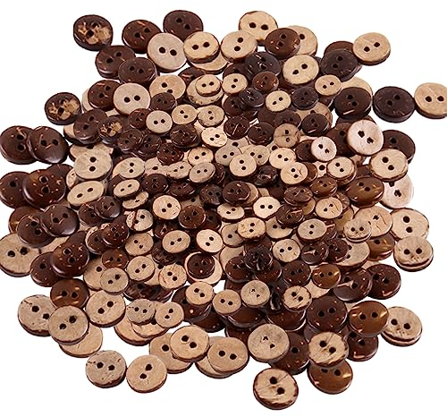 Gativs Kokosknöpfe 200 Stücke Kokosnuss Knöpfe zum Aufnähen knöpfe Holz Holzknöpfe knöpfe zum Basteln Druckknöpfe zum Annähen Buttons Klein Holzknöpfe mit 2 Löcher Holz Runder Kokosknopf